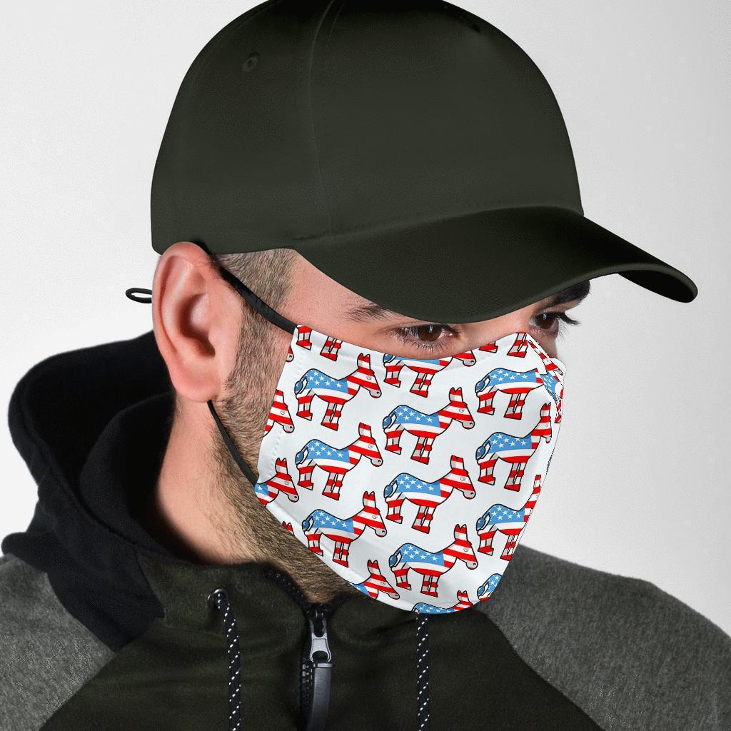 American Flag Donkey Pattern Print Face Mask-grizzshop