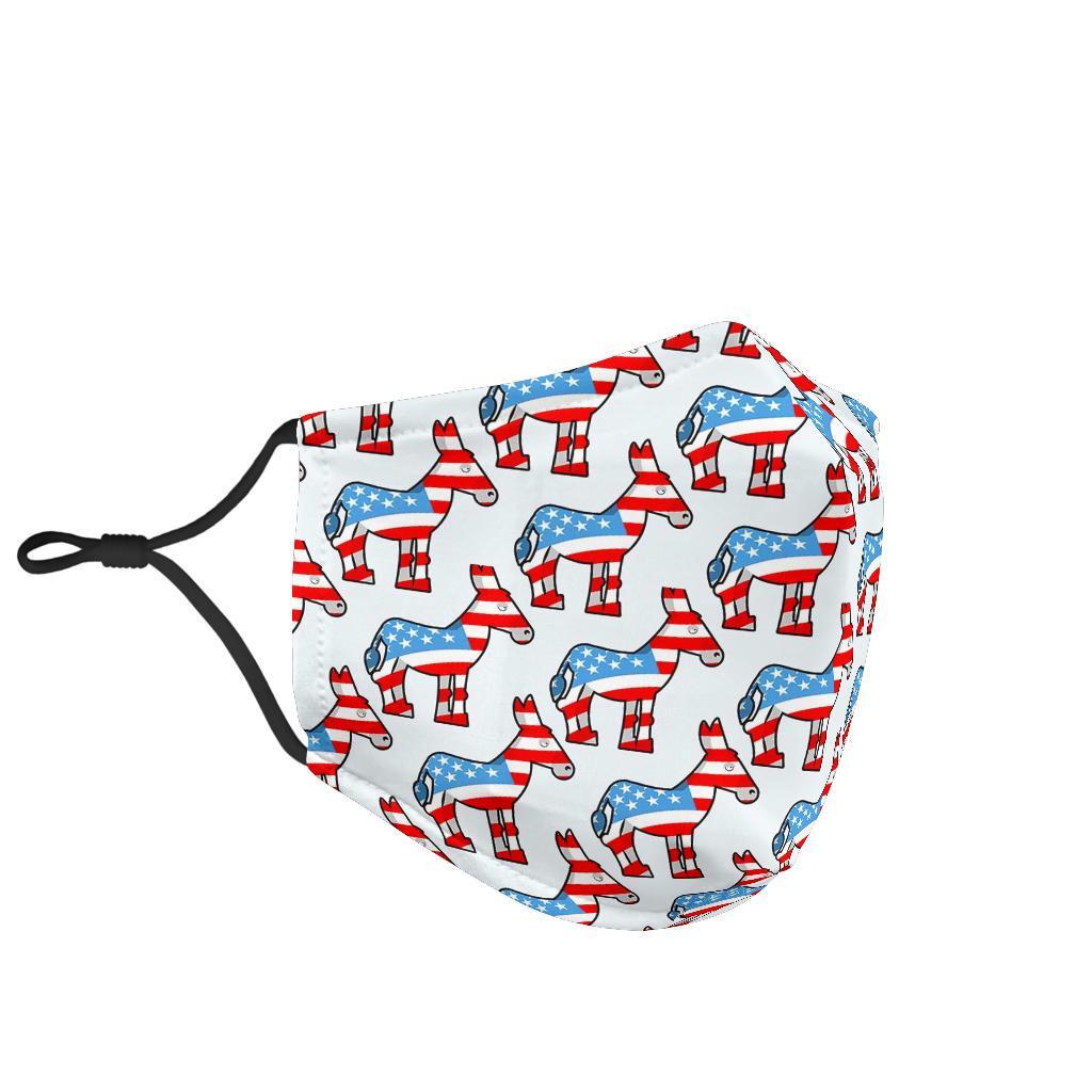 American Flag Donkey Pattern Print Face Mask-grizzshop