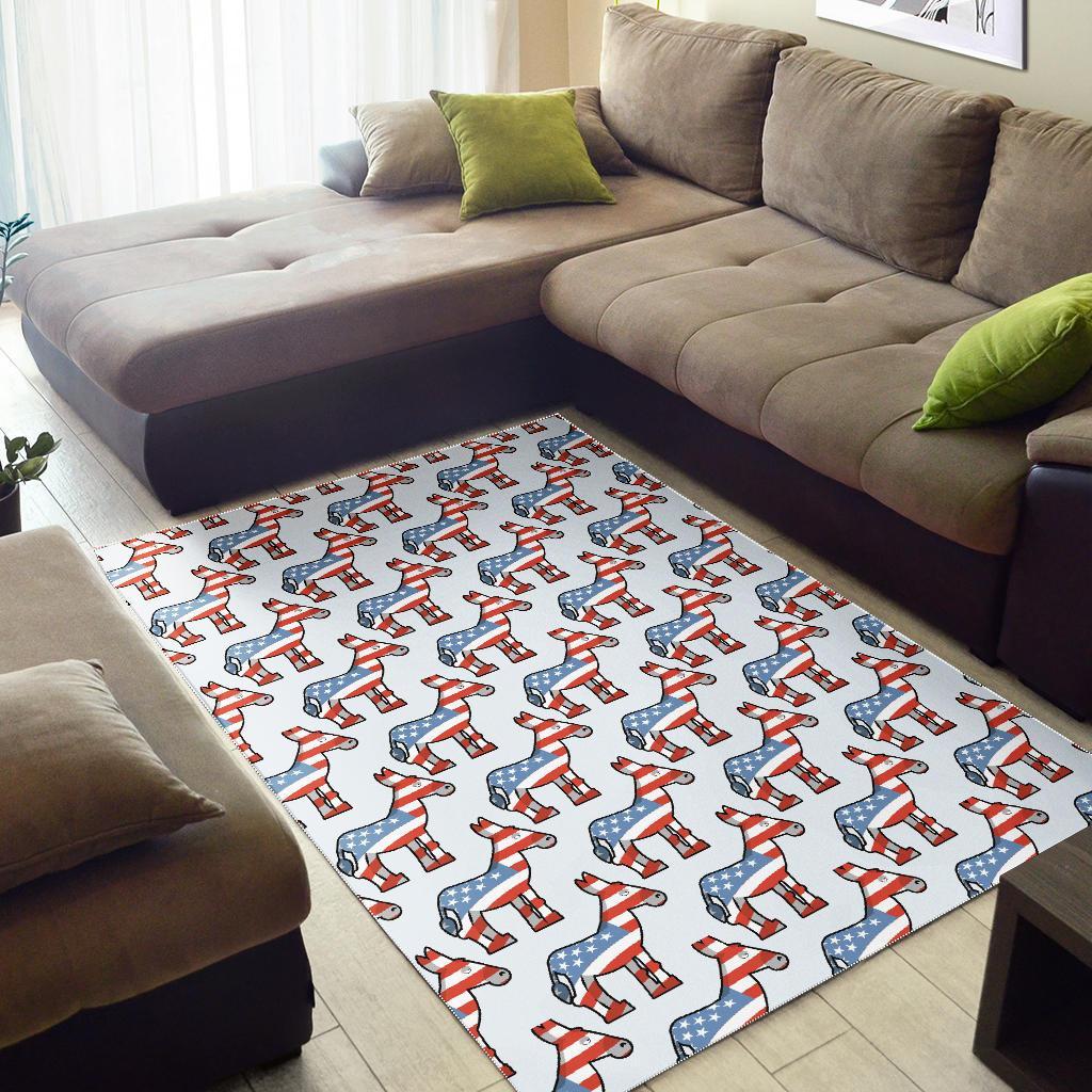 American Flag Donkey Pattern Print Floor Mat-grizzshop