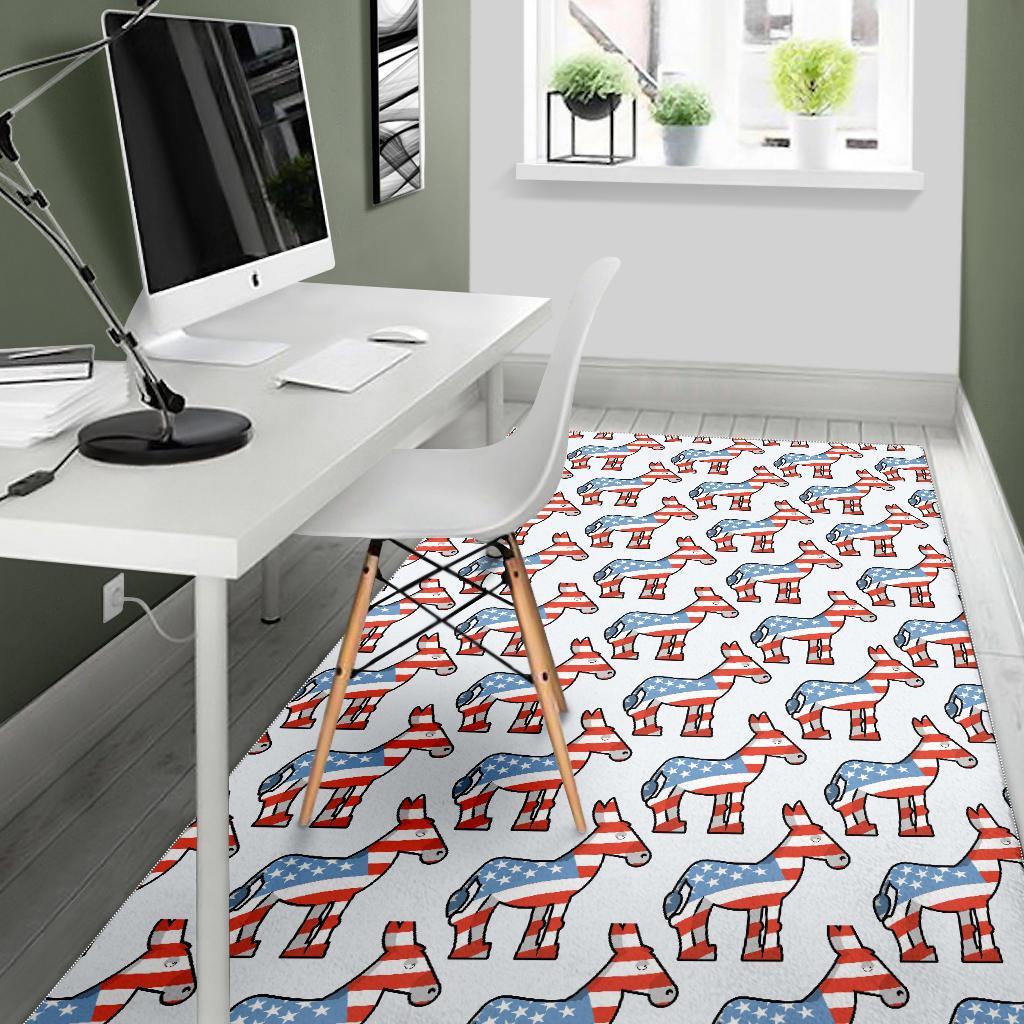 American Flag Donkey Pattern Print Floor Mat-grizzshop