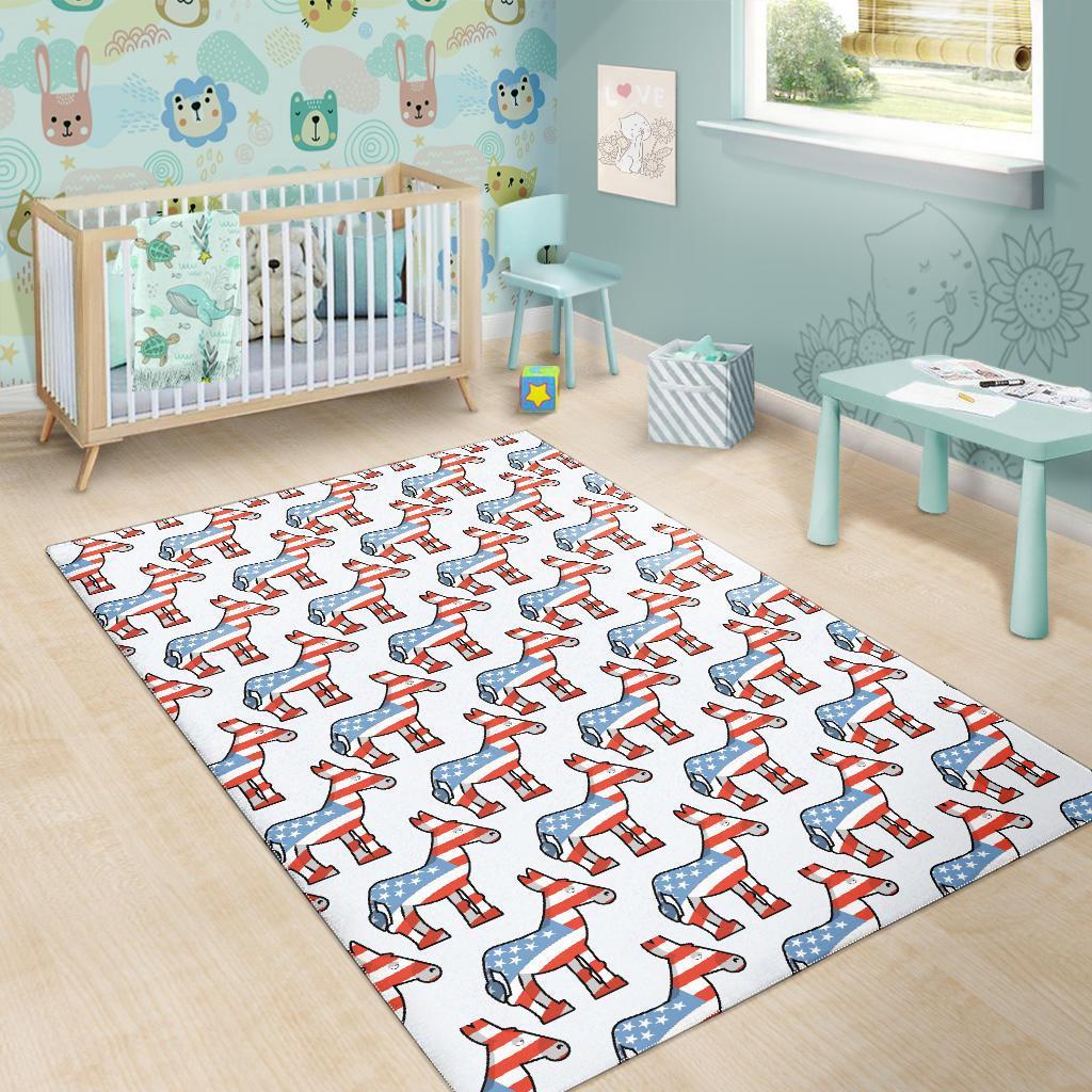 American Flag Donkey Pattern Print Floor Mat-grizzshop