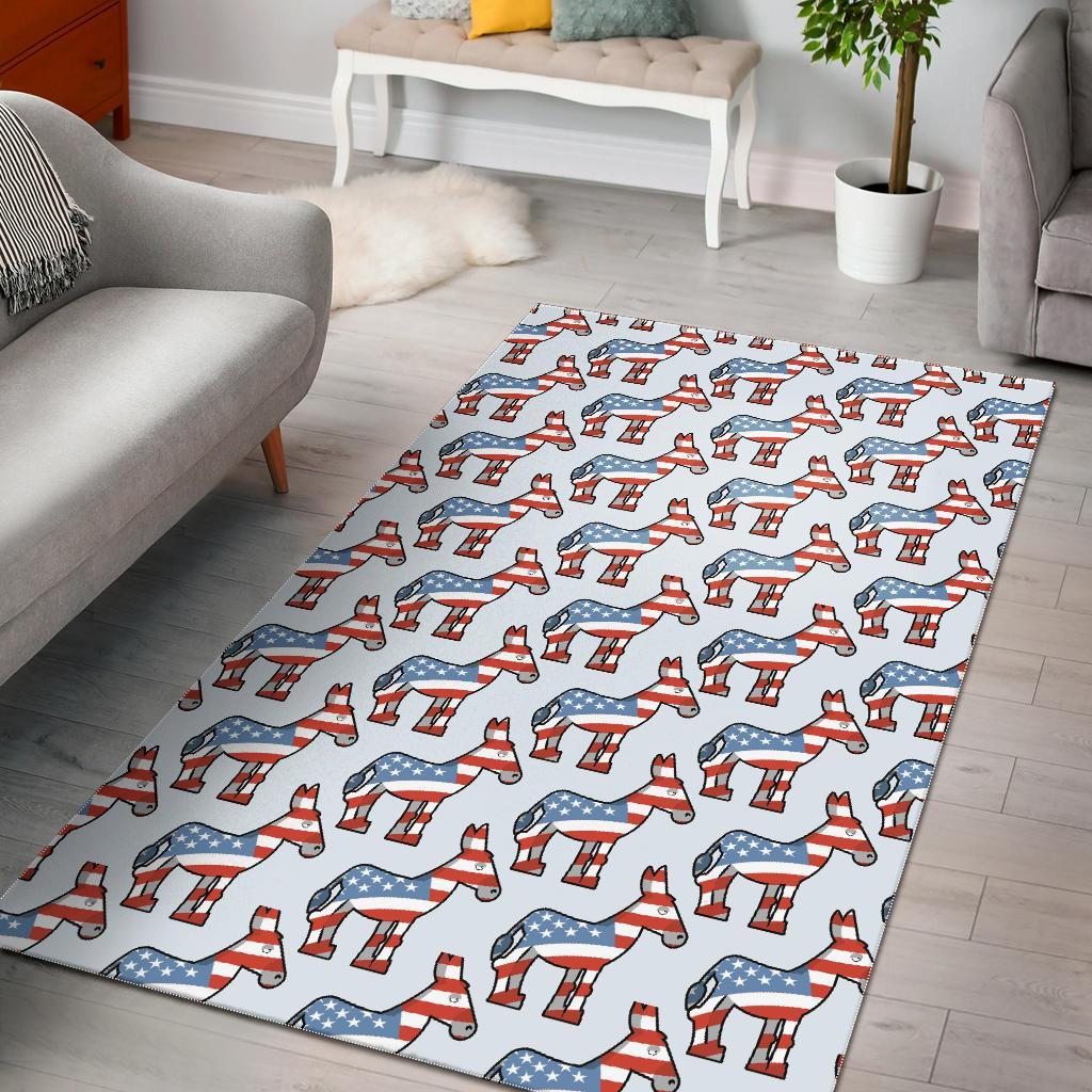 American Flag Donkey Pattern Print Floor Mat-grizzshop