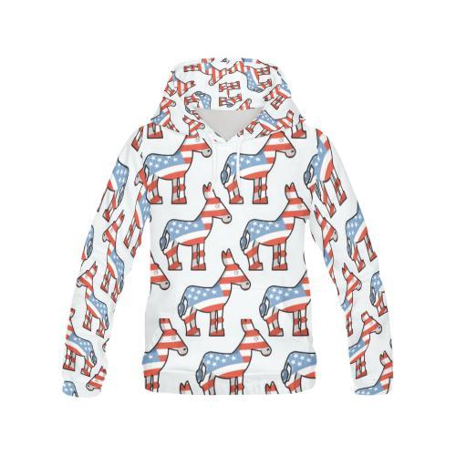 American Flag Donkey Pattern Print Men Pullover Hoodie-grizzshop