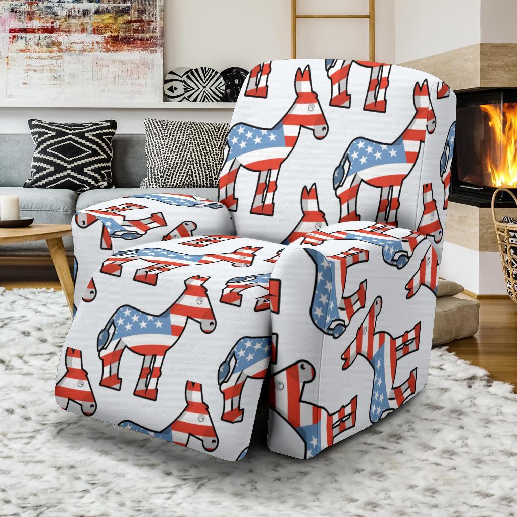 American Flag Donkey Pattern Print Recliner Cover-grizzshop