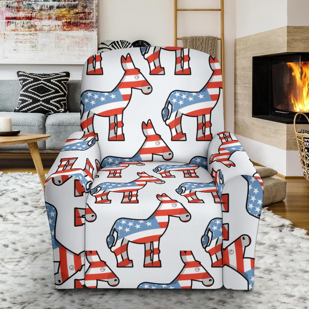 American Flag Donkey Pattern Print Recliner Cover-grizzshop