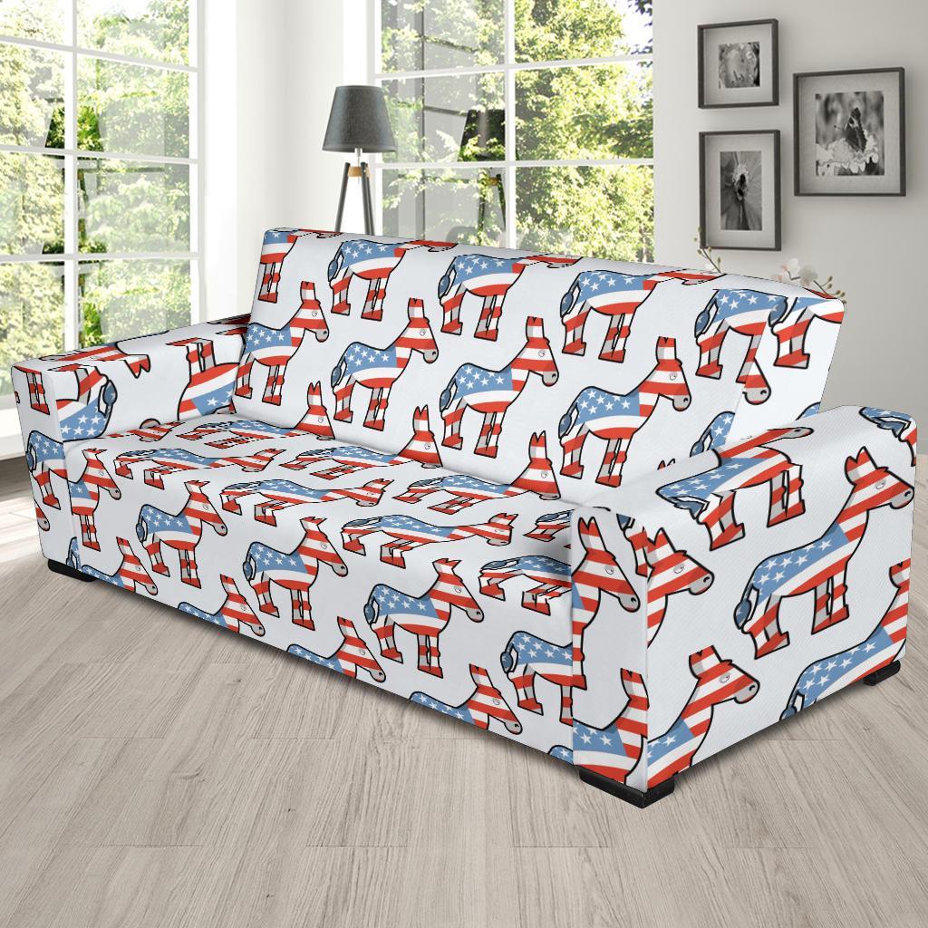 American Flag Donkey Pattern Print Sofa Covers-grizzshop