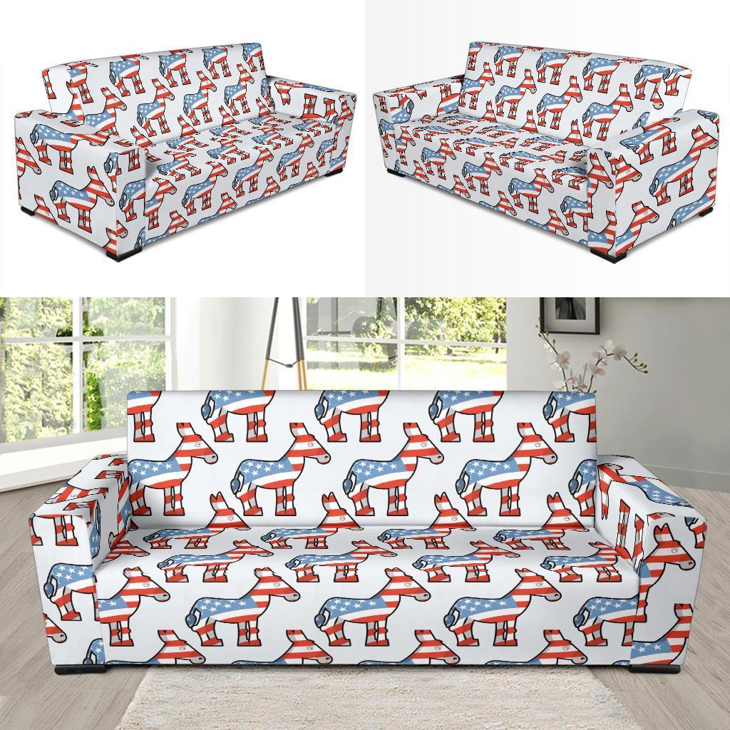 American Flag Donkey Pattern Print Sofa Covers-grizzshop