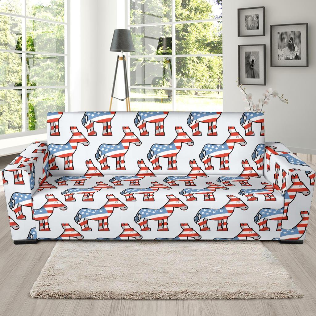 American Flag Donkey Pattern Print Sofa Covers-grizzshop