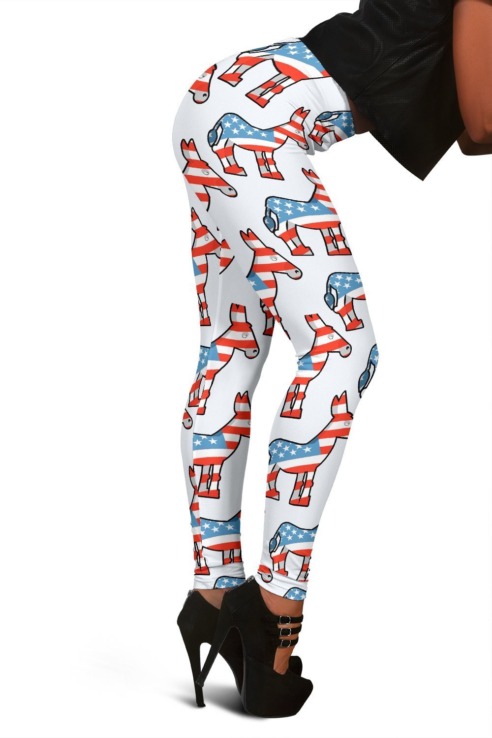 American Flag Donkey Pattern Print Women Leggings-grizzshop