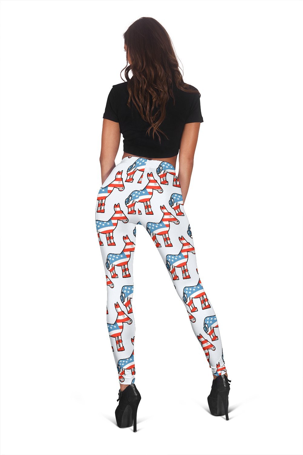 American Flag Donkey Pattern Print Women Leggings-grizzshop