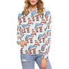 American Flag Donkey Pattern Print Women Pullover Hoodie-grizzshop