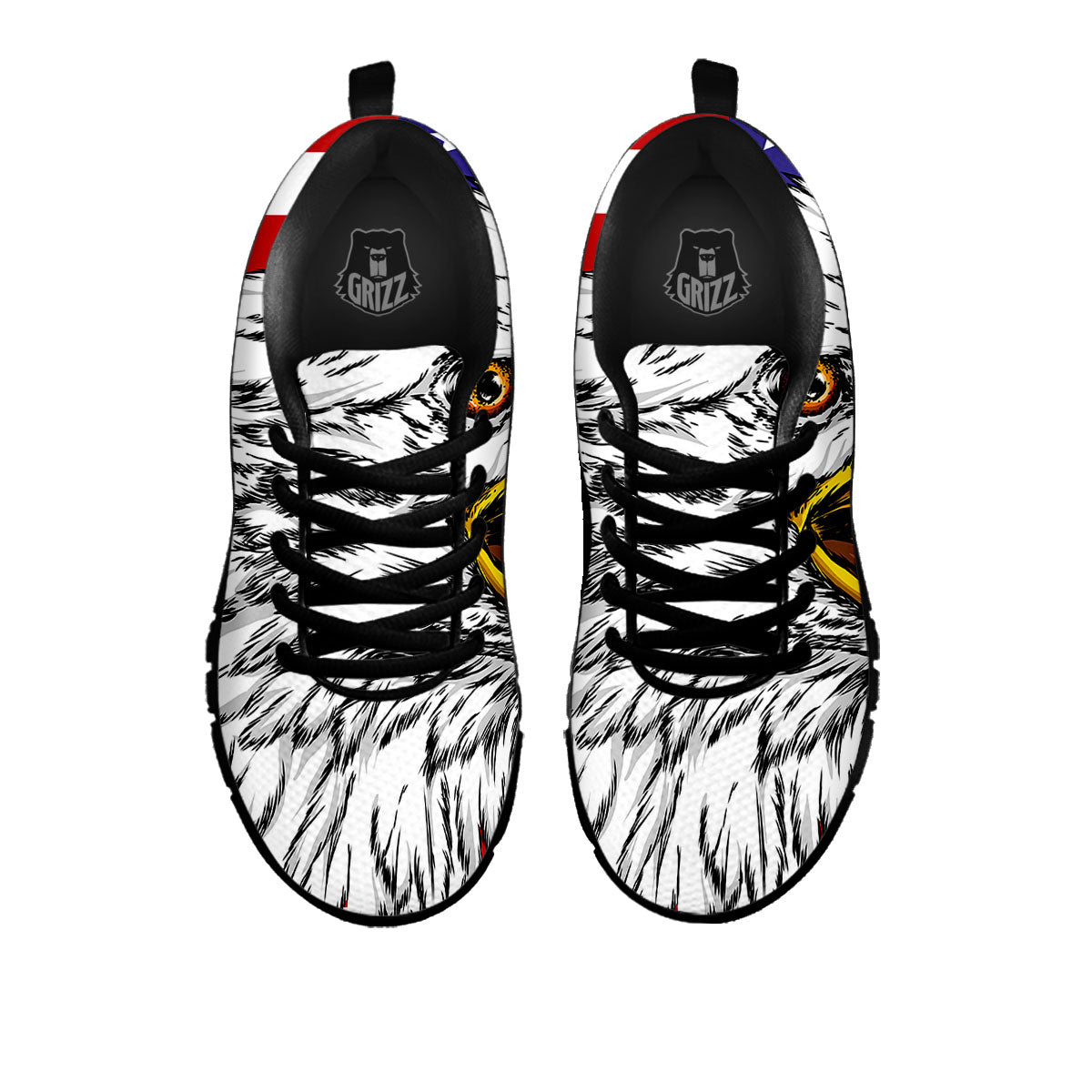 American Flag Eagle Print Black Sneaker-grizzshop