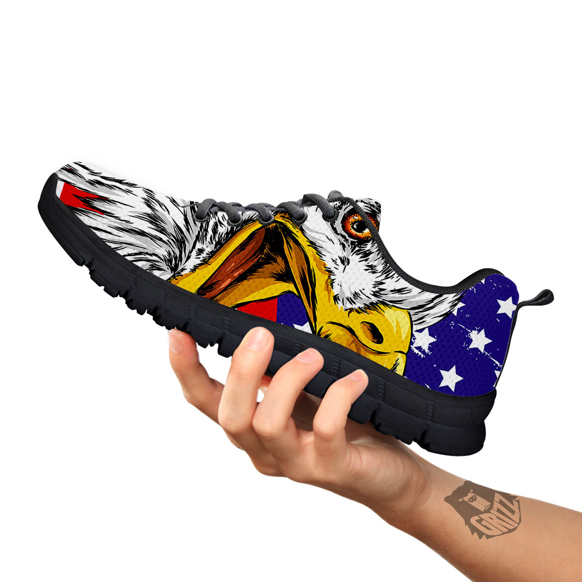 American Flag Eagle Print Black Sneaker-grizzshop