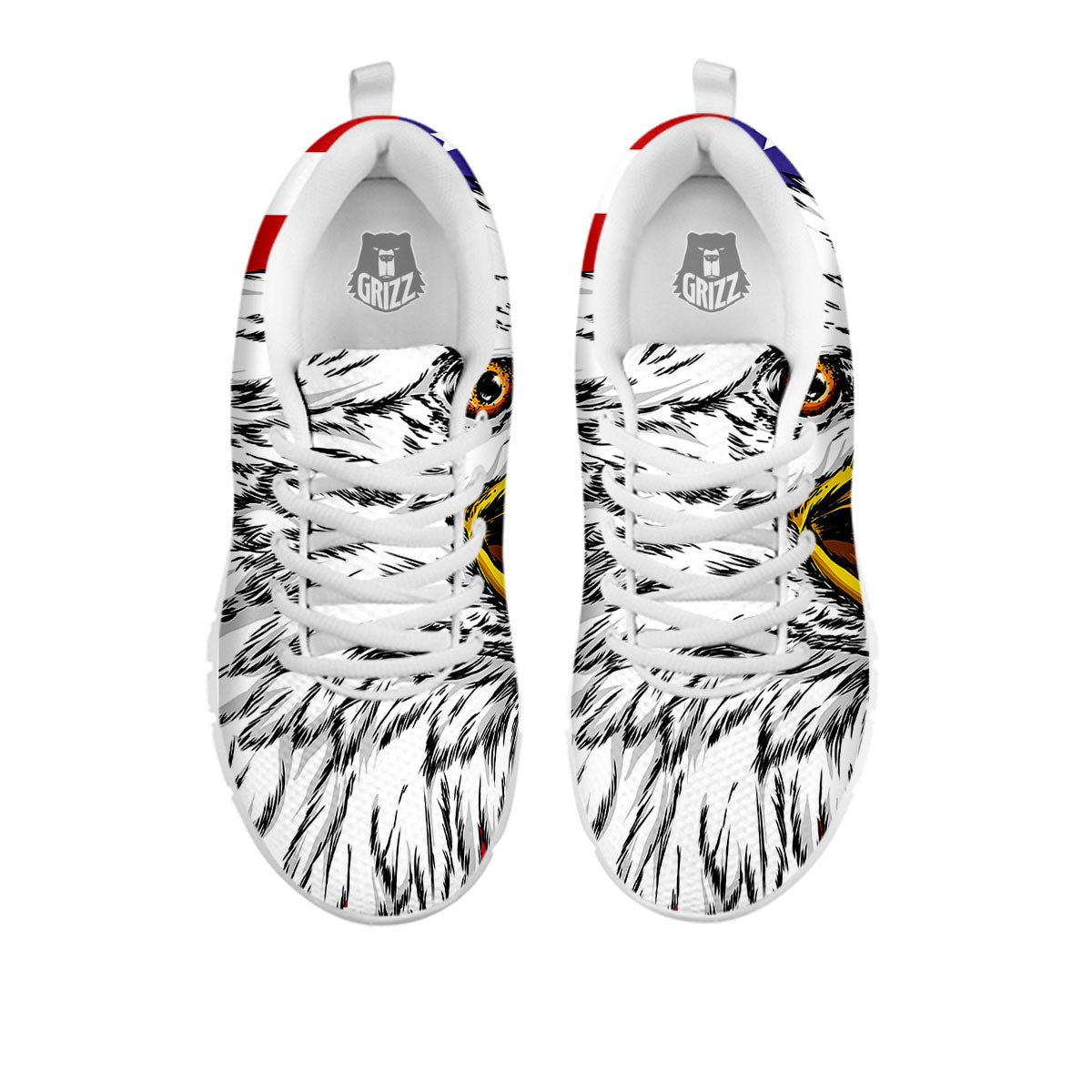 American Flag Eagle Print White Sneaker-grizzshop