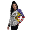 American Flag Eagle Print Women's Bomber Jacket-grizzshop