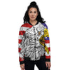 American Flag Eagle Print Women's Bomber Jacket-grizzshop