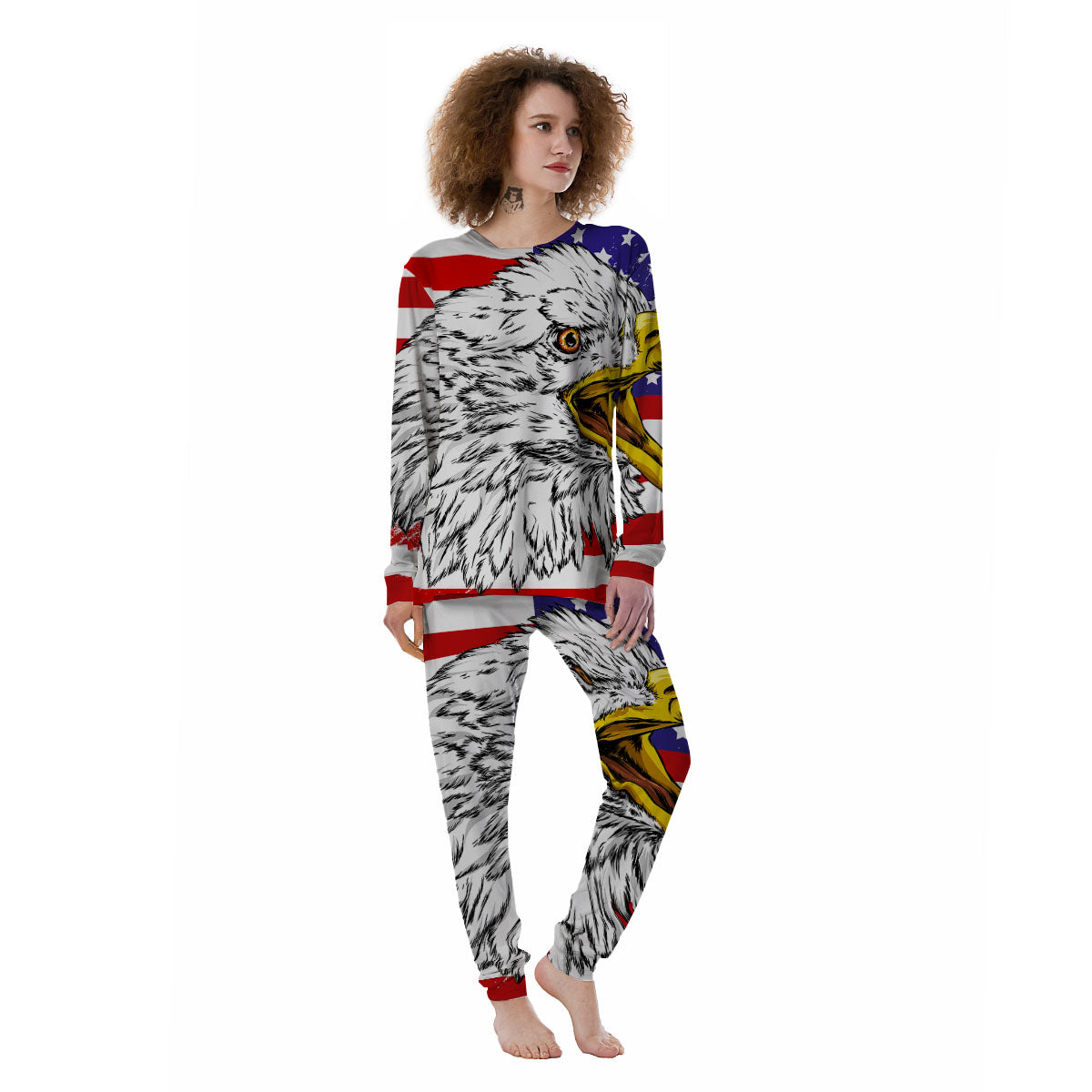 American Flag Eagle Print Women's Pajamas-grizzshop