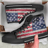 American Flag Grunge Print Black High Top Shoes-grizzshop