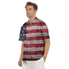 American Flag Grunge Print Men's Short Sleeve Shirts-grizzshop