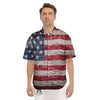 American Flag Grunge Print Men's Short Sleeve Shirts-grizzshop