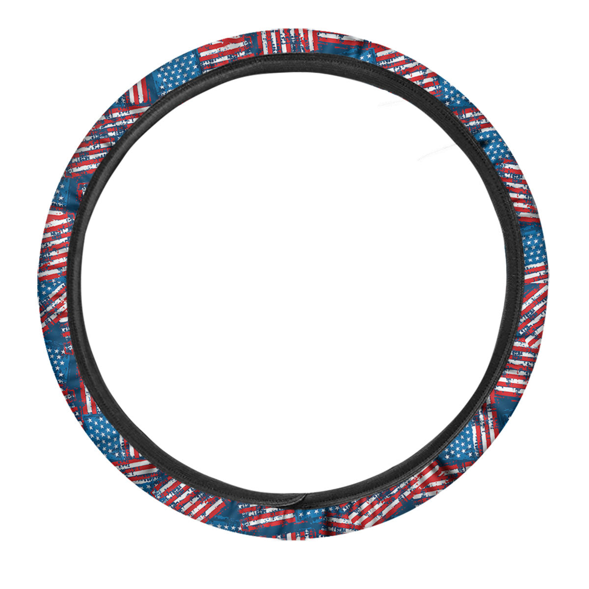 American Flag Grunge Print Pattern Car Steering Wheel Cover-grizzshop