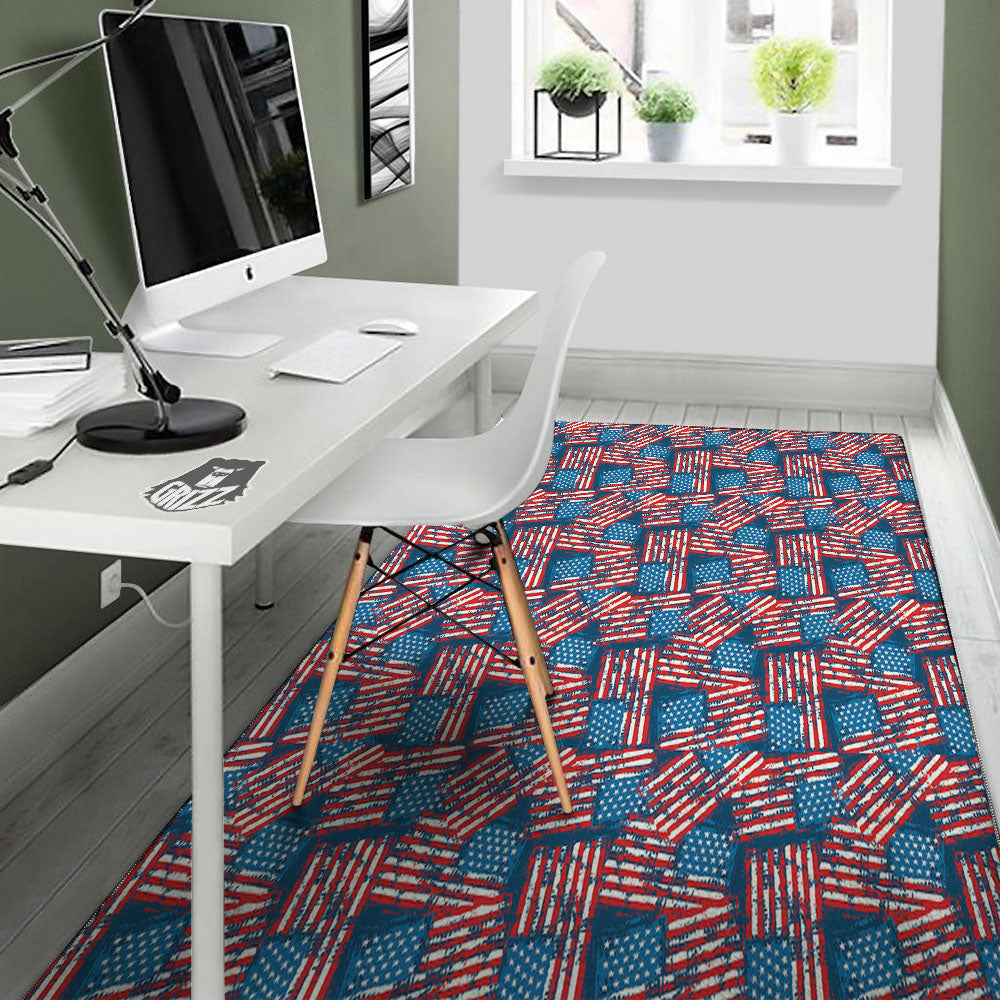 American Flag Grunge Print Pattern Floor Mat-grizzshop