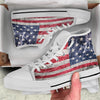 American Flag Grunge Print Pattern White High Top Shoes-grizzshop