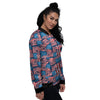 American Flag Grunge Print Pattern Women's Bomber Jacket-grizzshop