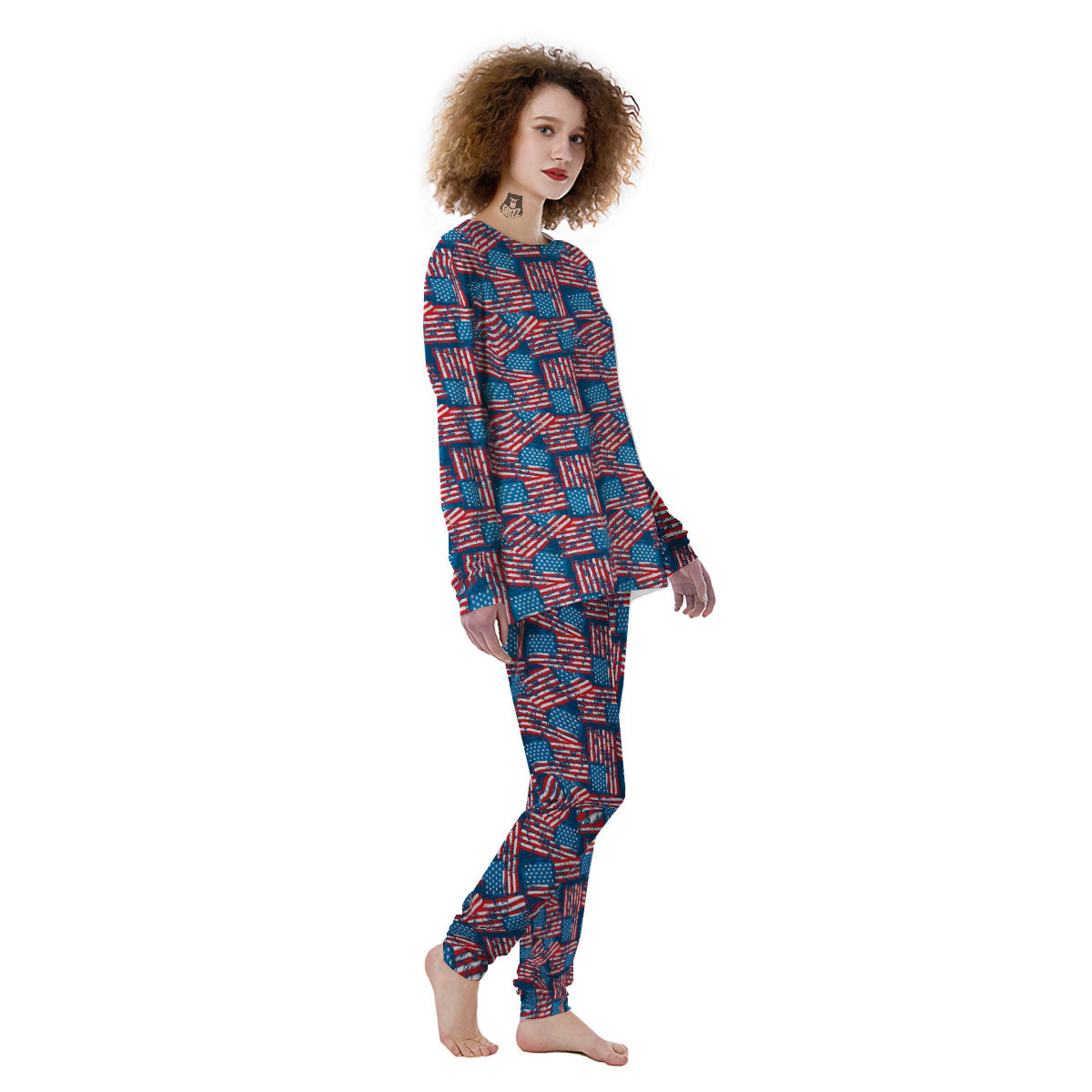 American Flag Grunge Print Pattern Women's Pajamas-grizzshop