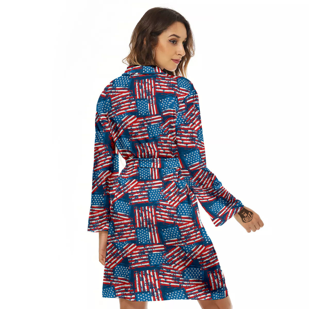 American Flag Grunge Print Pattern Women's Robe-grizzshop
