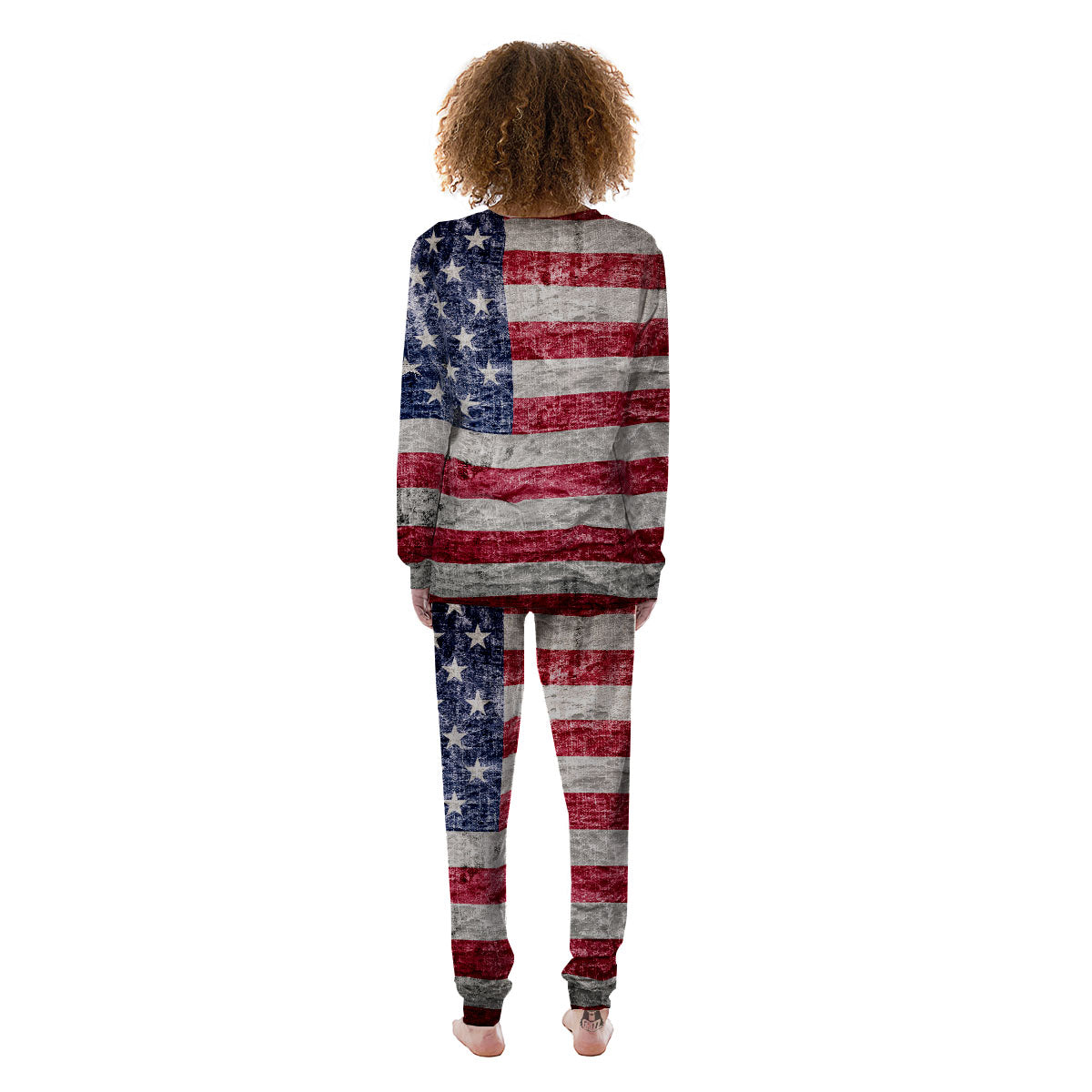American Flag Grunge Print Women's Pajamas-grizzshop