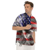 American Flag Grunge Ripped Paper Print Men's Short Sleeve Shirts-grizzshop