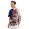 American Flag Grunge Ripped Paper Print Men's Short Sleeve Shirts-grizzshop