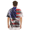 American Flag Grunge Ripped Paper Print Men's Short Sleeve Shirts-grizzshop