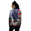 American Flag Grunge Ripped Paper Print Women's Bomber Jacket-grizzshop