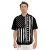 American Flag Grunge White And Black Print Men's Short Sleeve Shirts-grizzshop