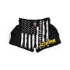 American Flag Grunge White And Black Print Muay Thai Boxing Shorts-grizzshop