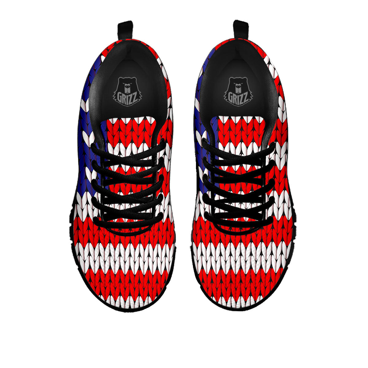 American Flag Knitted Print Black Sneaker-grizzshop