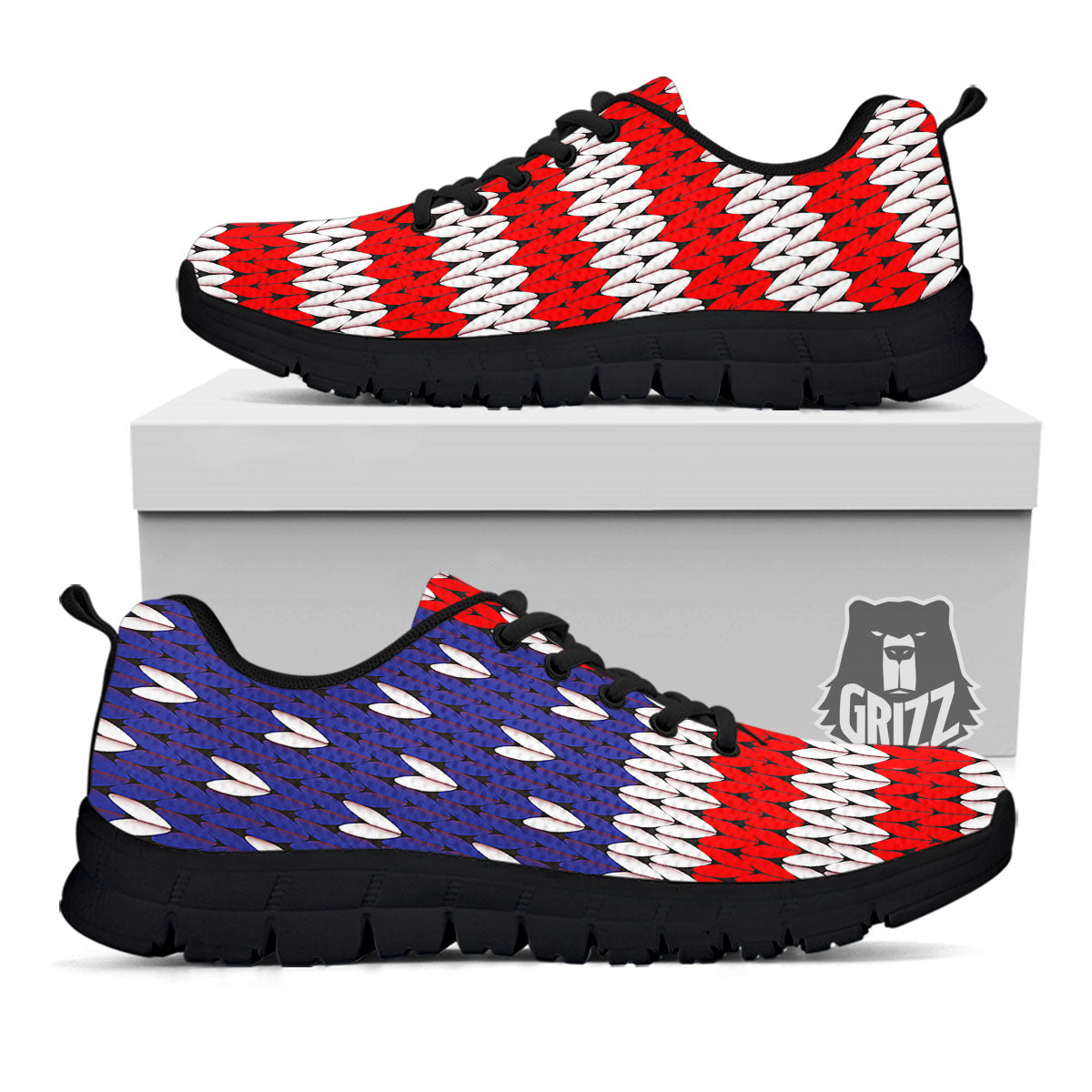 American Flag Knitted Print Black Sneaker-grizzshop