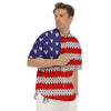 American Flag Knitted Print Men's Short Sleeve Shirts-grizzshop