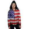 American Flag Knitted Print Women's Bomber Jacket-grizzshop