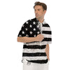 American Flag Monochrome Grunge Print Men's Short Sleeve Shirts-grizzshop