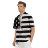 American Flag Monochrome Grunge Print Men's Short Sleeve Shirts-grizzshop