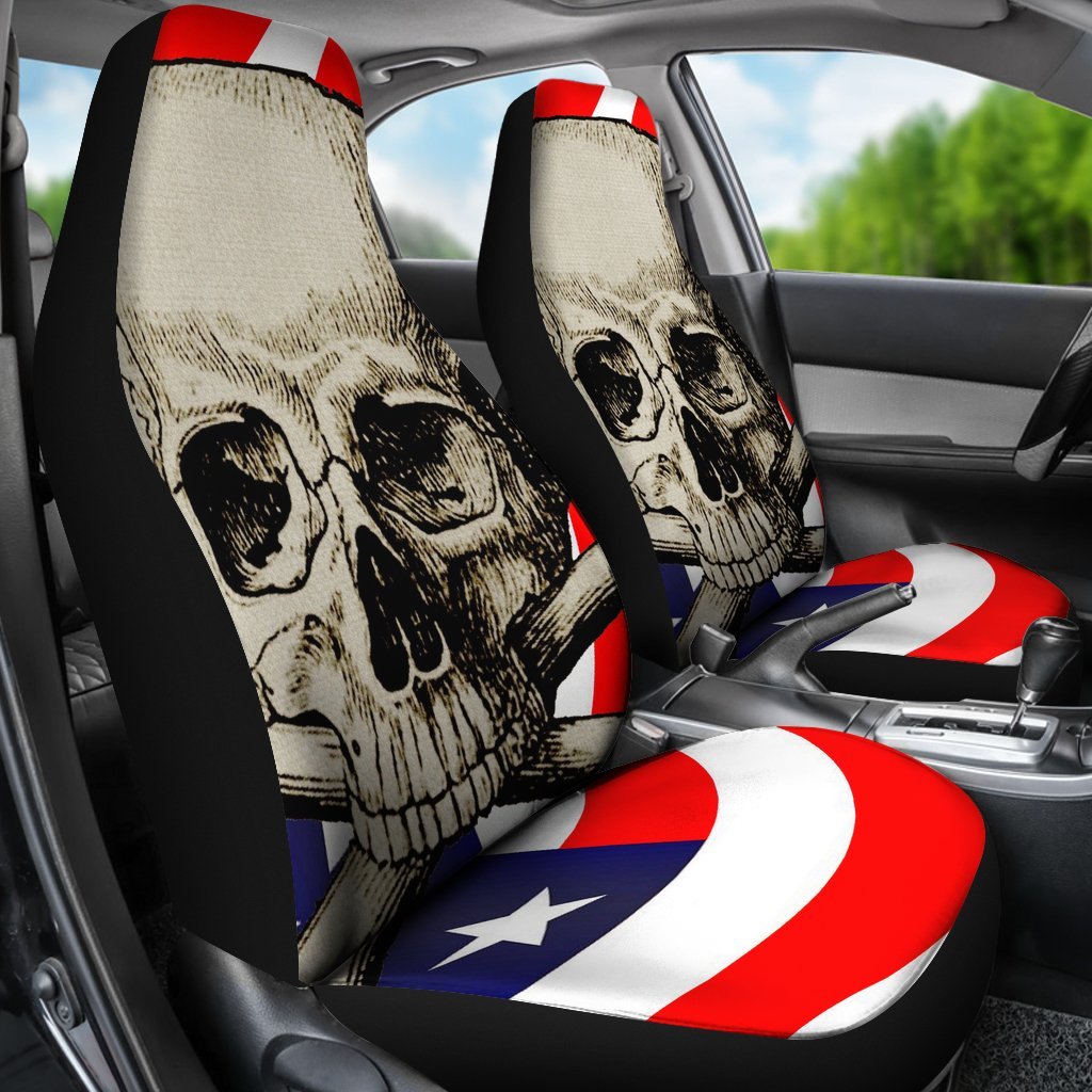 American Flag Skull Car Seat Cover-grizzshop