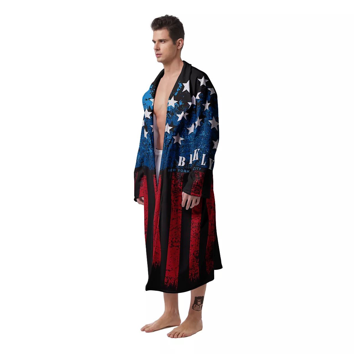 American Flag Vintage Print Men's Robe-grizzshop