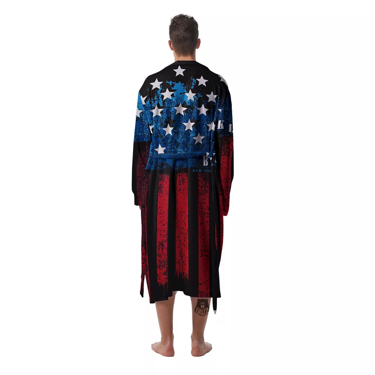 American Flag Vintage Print Men's Robe-grizzshop