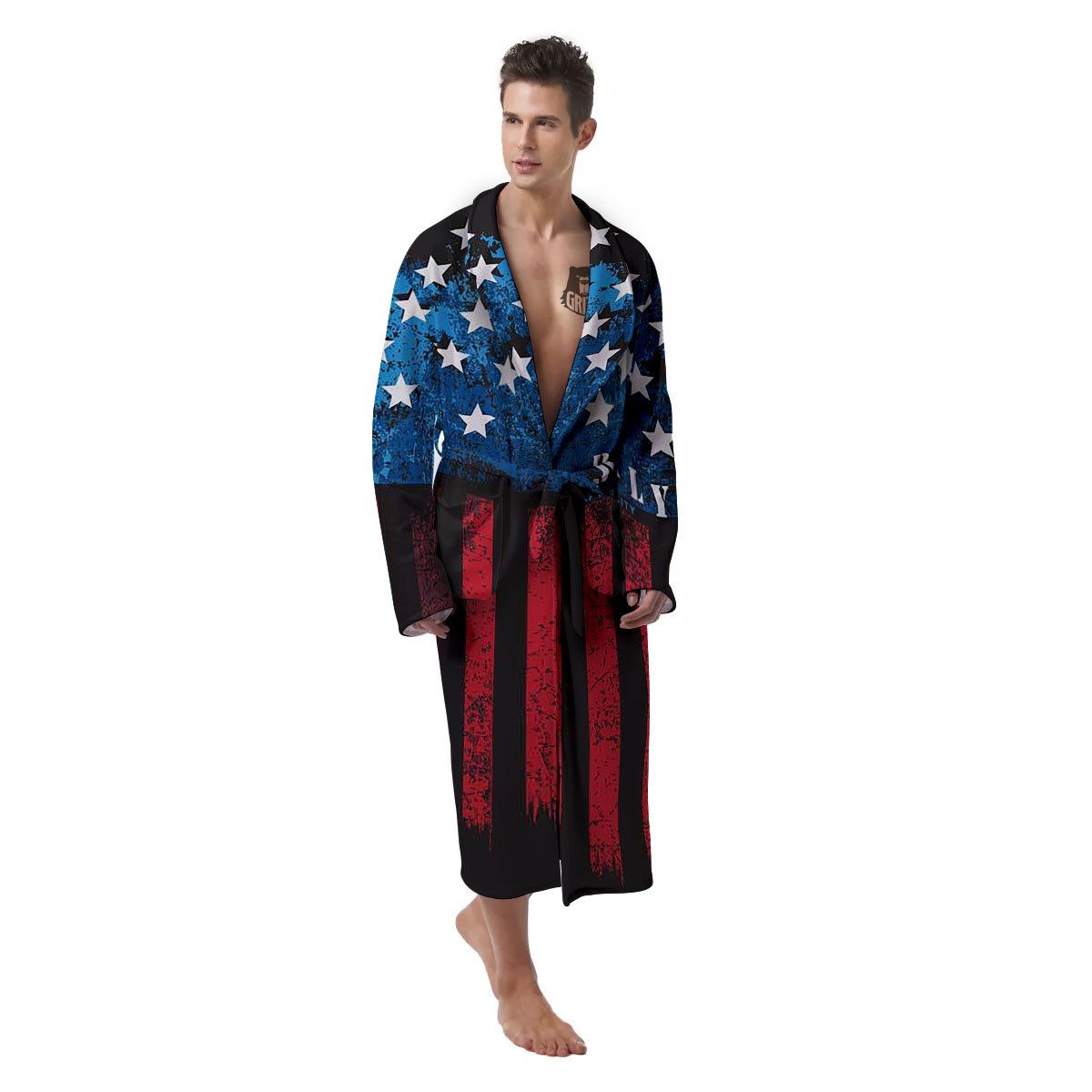 American Flag Vintage Print Men's Robe-grizzshop
