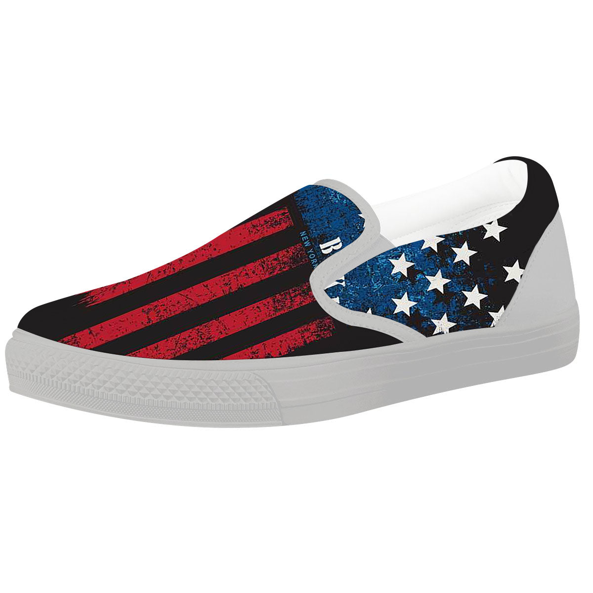 American Flag Vintage Print White Slip On Shoes-grizzshop