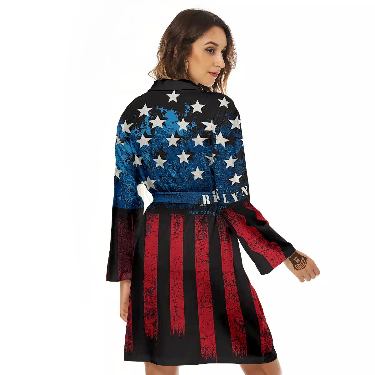 American Flag Vintage Print Women's Robe-grizzshop
