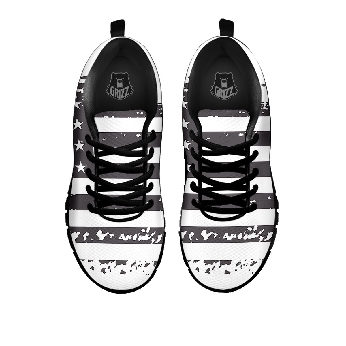 American Flag White And Black Print Black Sneaker-grizzshop